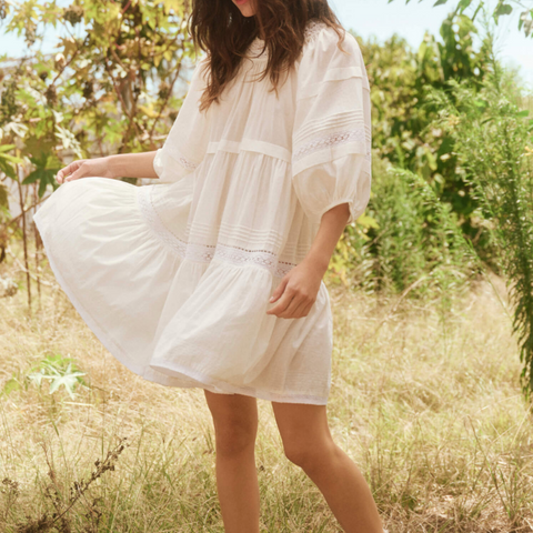 the short nightingale dress by the great, white lace boho dress