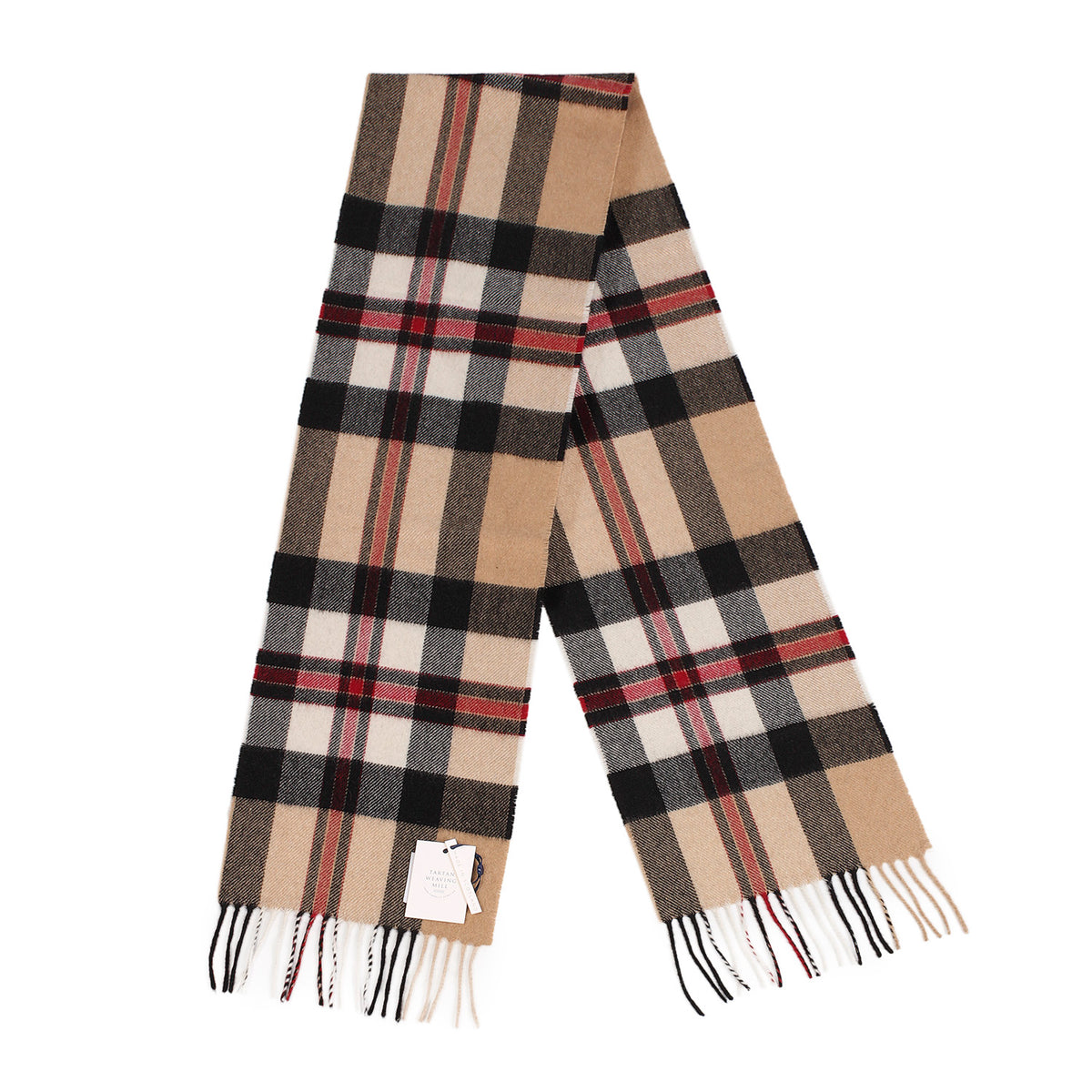 Tartan Weaving Mill 100% Cashmere Scarf AMPLIFIED THOMSON CAMEL | Gol ...