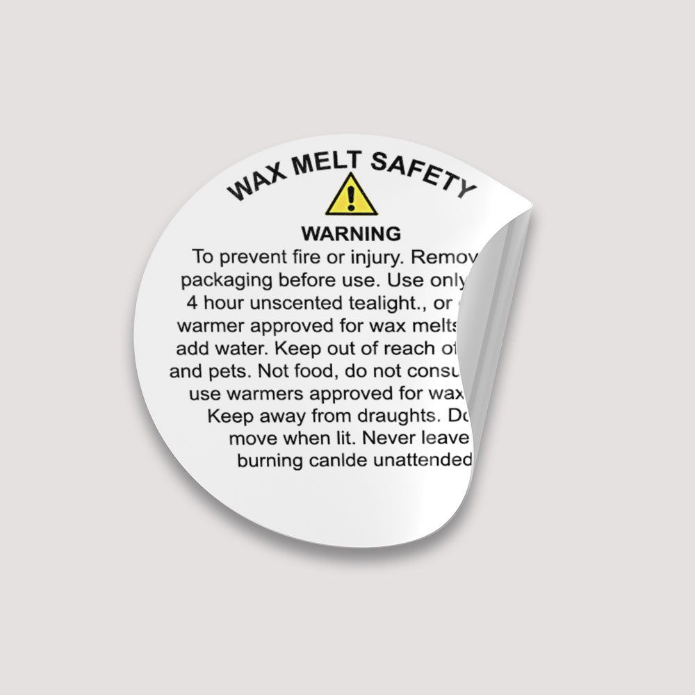 Wax Melt Warning / Safety Labels / Stickers. 65 per Sheet Perm