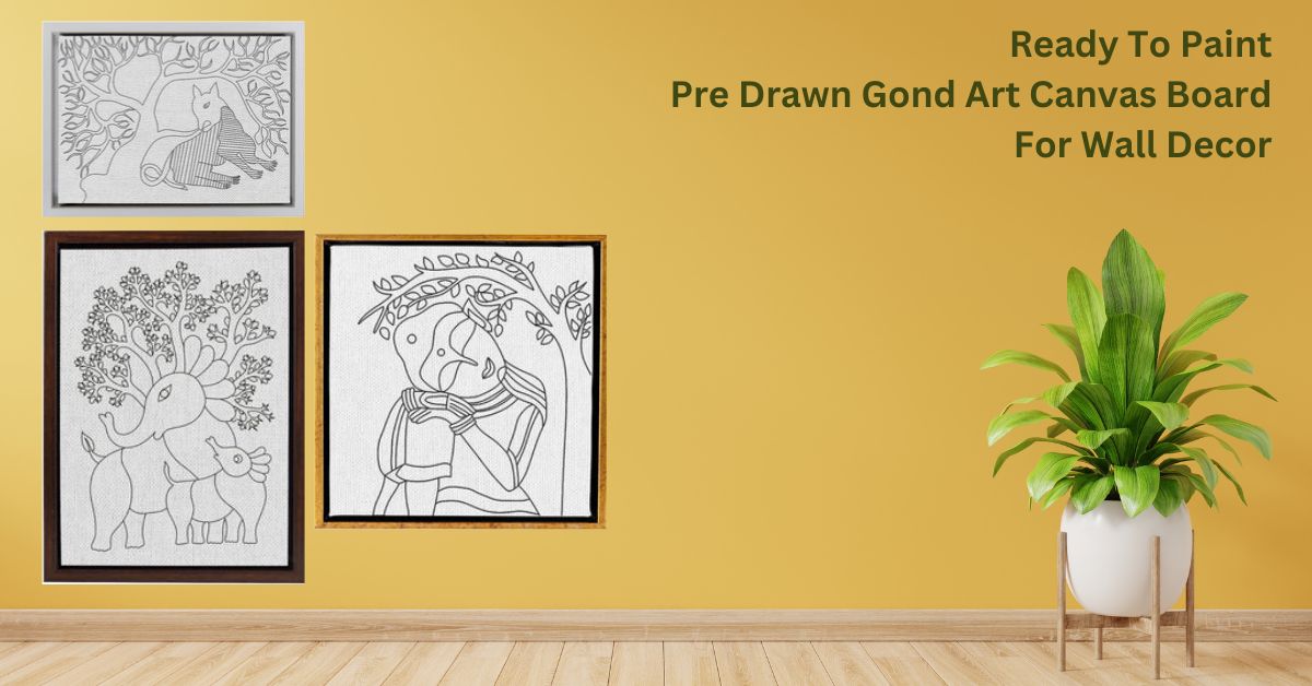 Pre Drawn Gond Art Canvas Board