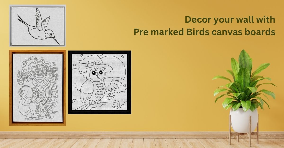 Pre printed birds canvas board