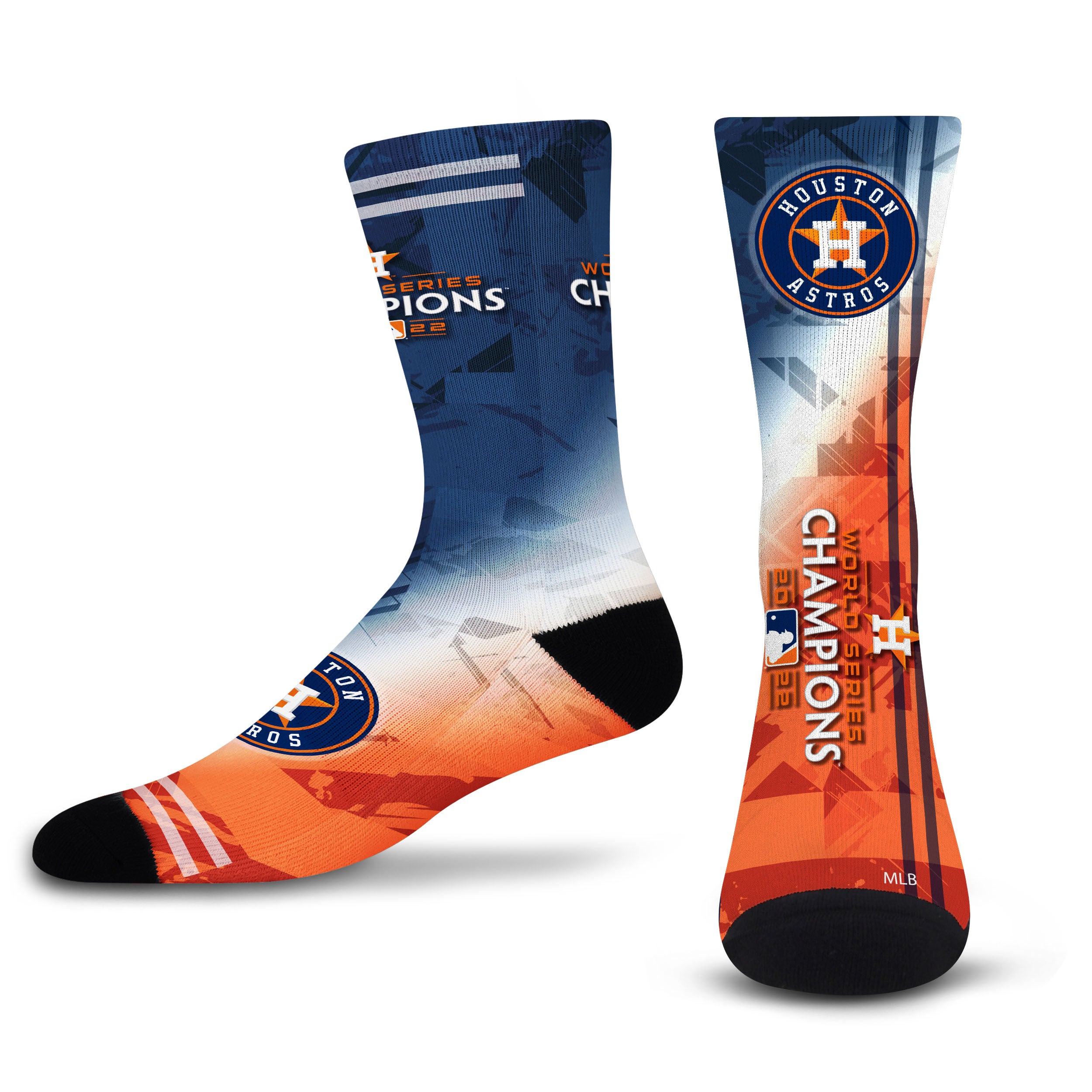 Officially Licensed MLB Houston Astros 2022 World Series Champs Phenom Socks, Size Large | for Bare Feet