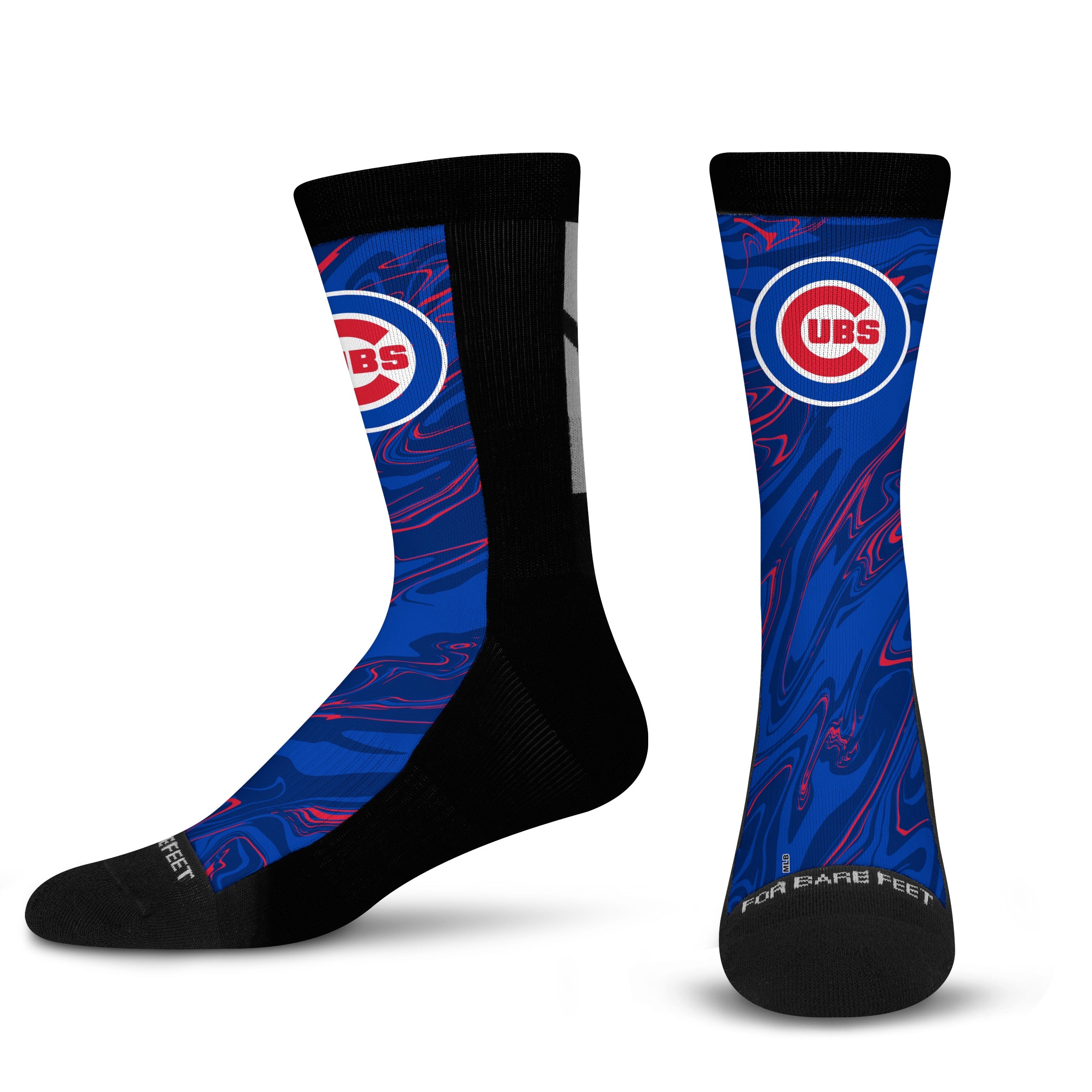 For Bare Feet Men's Chicago Cubs 5 Stripe Logo Crew Socks