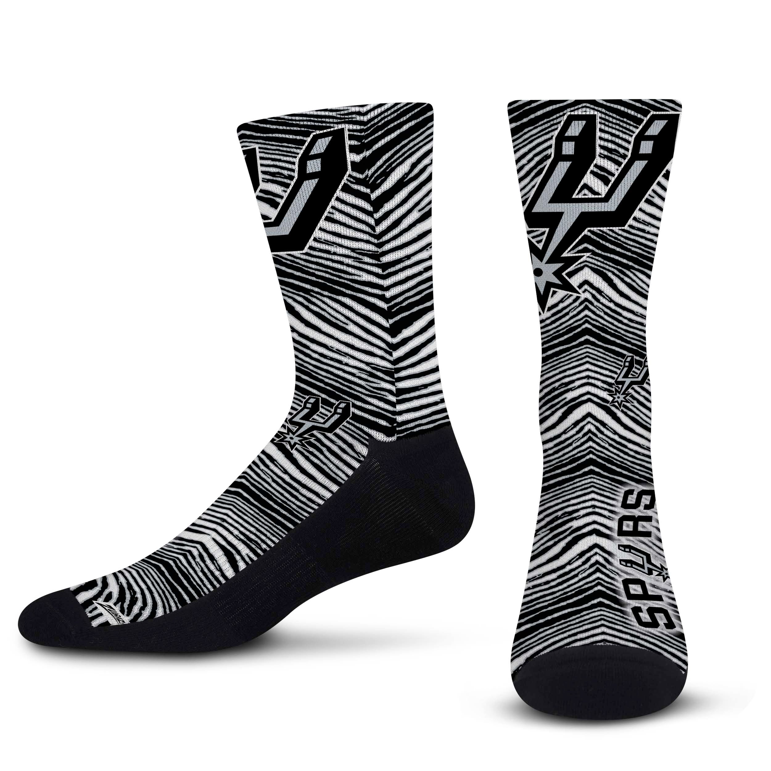 Officially Licensed NBA San Antonio Spurs Zubaz Fever Socks, Size Large/XL | for Bare Feet