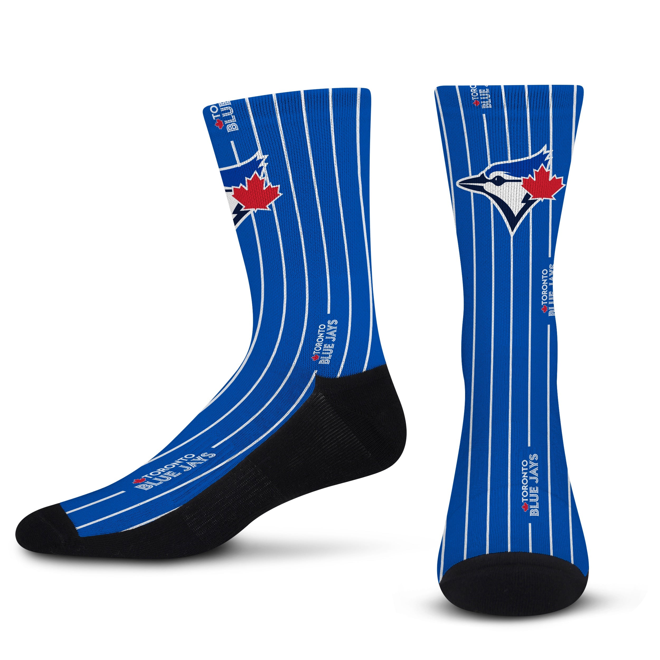 Officially Licensed MLB Toronto Blue Jays Pinstripe Socks, Size Large/XL | for Bare Feet