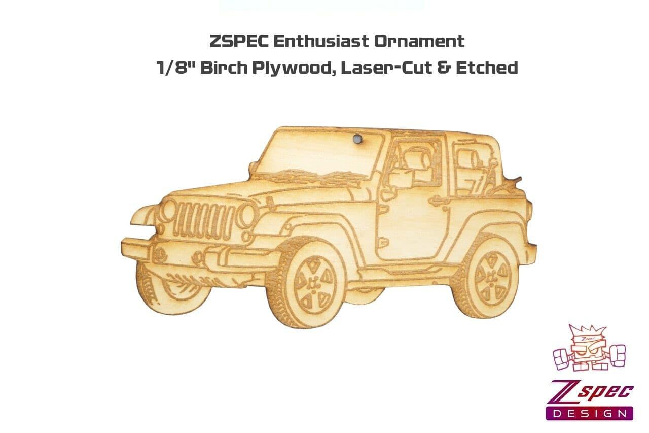 ZSPEC Laser-Engraved Wood Ornament, Style: Jeep Wrangler, ~5