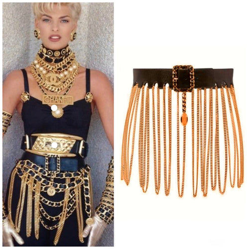 CHANEL Vintage Gold 3 Layer Chain Medallion Belt - Janet Mandell