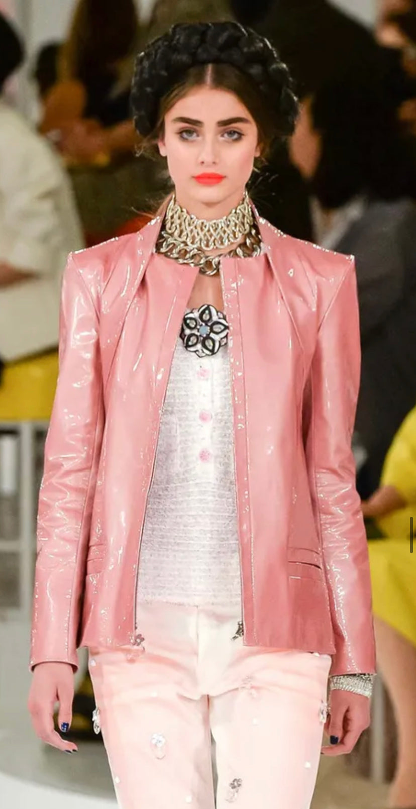 chanel pink leather jacket