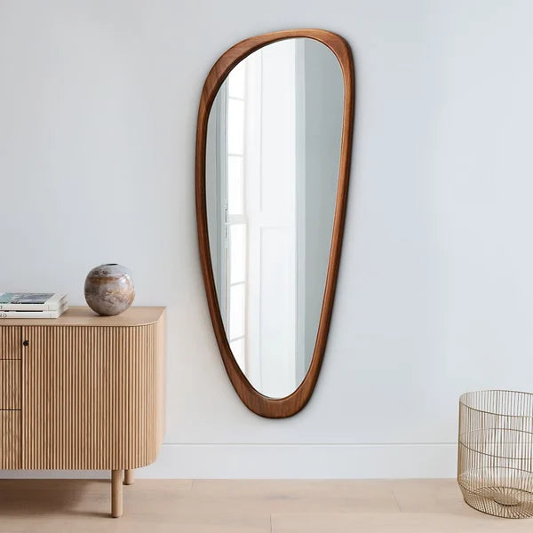 Boho Arch Full Length Floor Mirror Rattan Standing Mirror Wood Frame 67 x  29