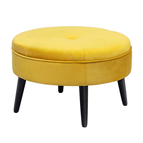 Round Velvet Storage Ottoman Footrest Stool Vanity Chair with Metal Le —  Myers Goods Home & Decor