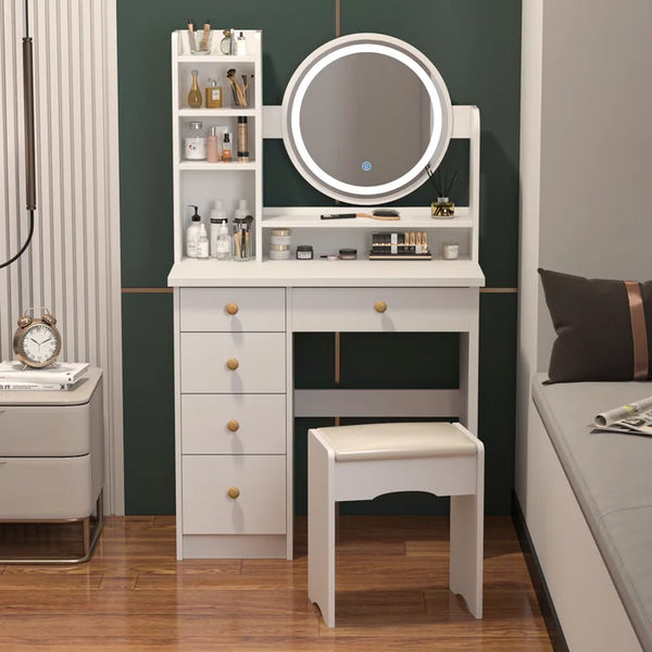 Nordic Flip Top Natural Makeup Vanity Mini with Stool & Mirror