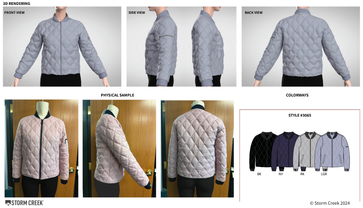 3D rendering and physical sample of the Altitude Jacket