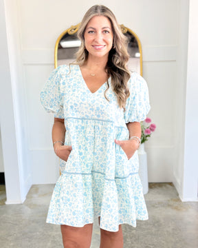 Baby Blue Floral Dress