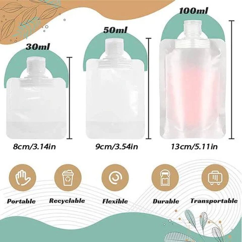 Sac d'emballage de liquide pour voyage portable (10 pièces)