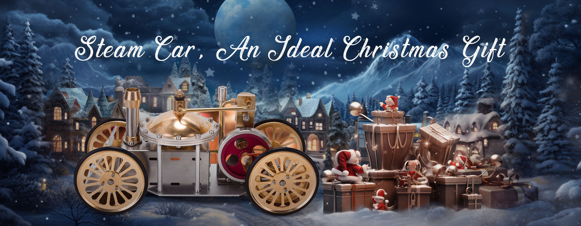 ENJOMOR Christmas Metal Steam-Powered Car Model: A Functional Science & Education Collectible Gift