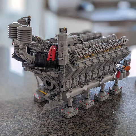 Juego de bloques de construcción modelo de motor diésel V16 MOC-73232 --4777 Uds.-construya su propio motor V16