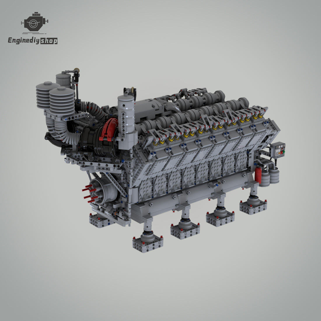 MOC V16 Diesel Building Brick Engine Model Set