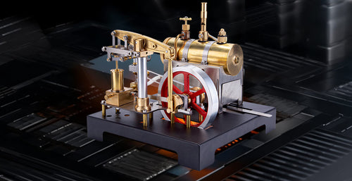 RETROL Full Metal DIY Steam Engine Model With Horizontal Boiler & Centrifugal Flyball Governor (84PCS)——Enginediyshop
