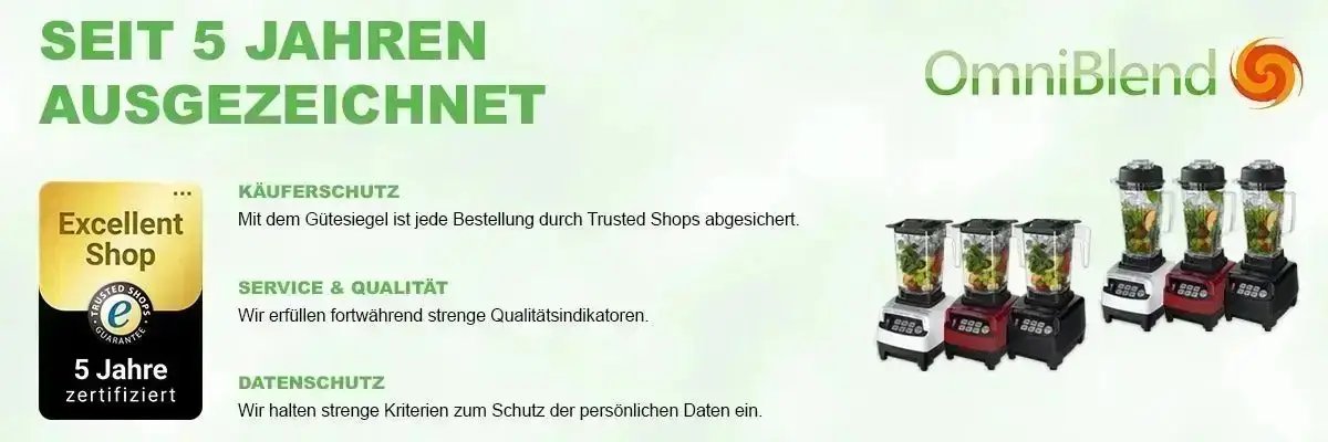 OmniBlend Trusted Shops Excellent Award - Seit 5 jahren ausgezeichnet