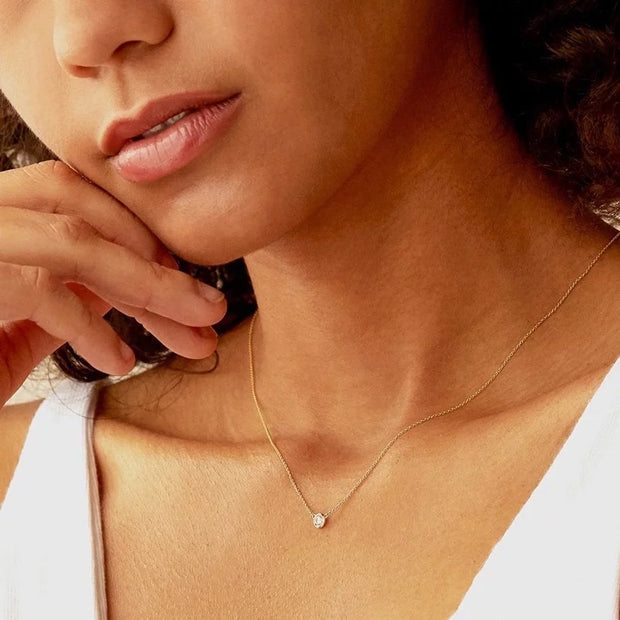 Mini Round Diamond Pendant Necklace