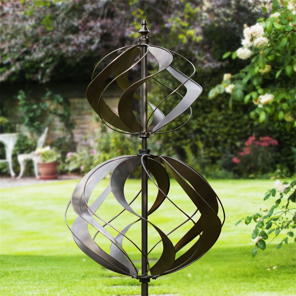 Dual Structure Global Lawn Double Wind Spinners Sculpture