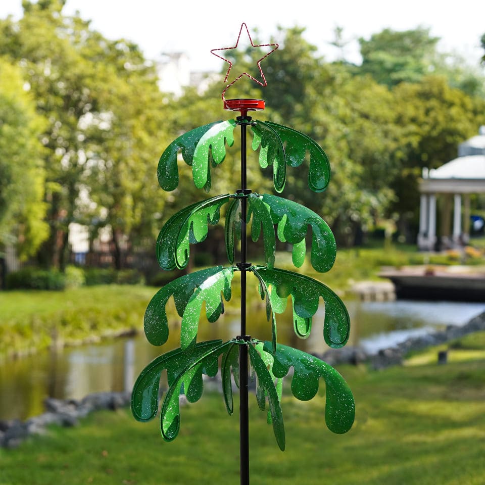 Outdoor Garden Decor Christmas Tree Yard Wind Spinner