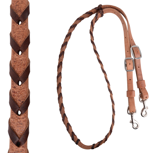 Dark Leather Reins with Latigo Lacing - Turquoise – Sandbur Tack