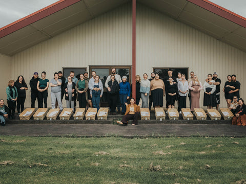 hapu wananga attendees standing outside marae