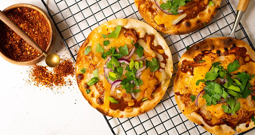 BBQ Chicken Pizza with Crispy Thin Crust Recipe | Balanced Bites