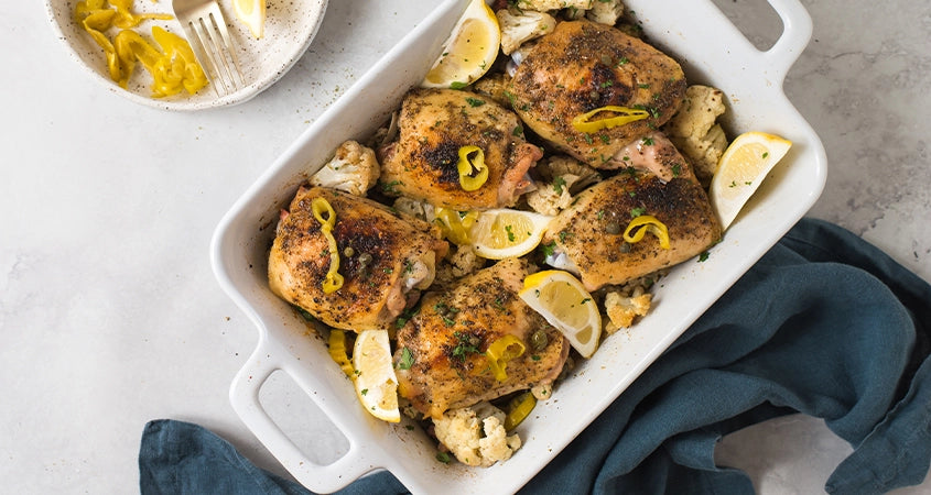 Mediterranean Baked Chicken with Cauliflower Recipe | Balanced Bites