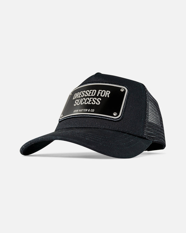 John Hatter & Co Work Hard Play Harder Trucker Hat - Black | NYCMode