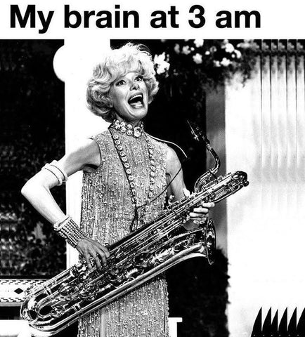 my brain at 3am, woman playing trumpet