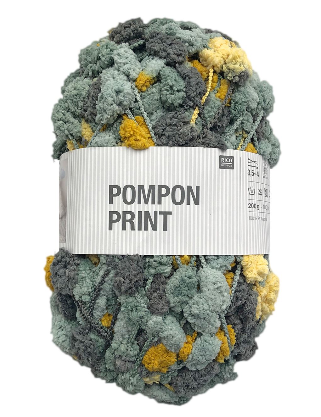 Pelote de fil 'Rico Design - Pompon Print' Moutarde baie 200g 100m