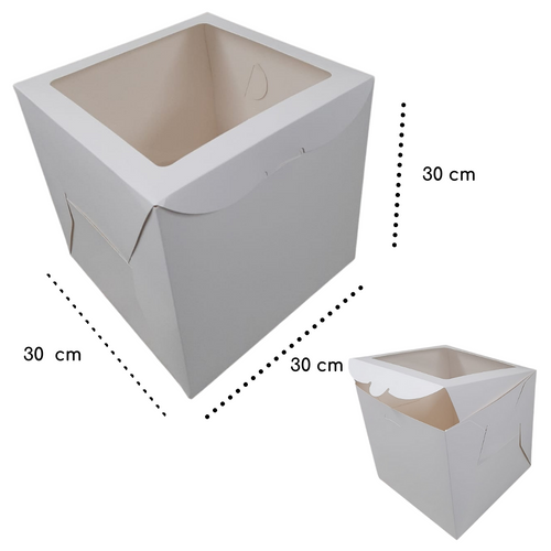 Caja para Pastel 20 cm Blanca con Ventana Frontal – la fabrica de cajas mx