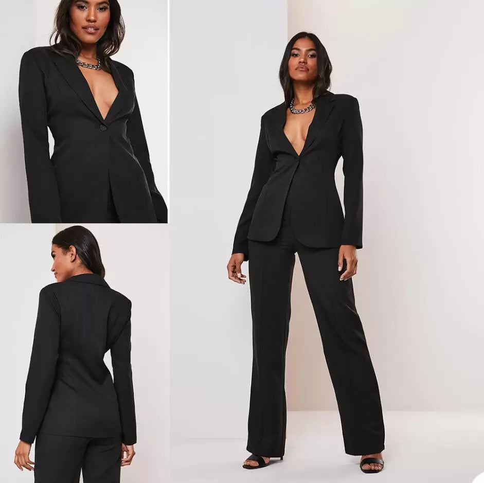 Women White/ Black Pantsuit in Extra Large, Designer Slim Cut Blazer &  Pants Set Minimalist Style Beads on Shoulder Formal Wedding Party -   Norway