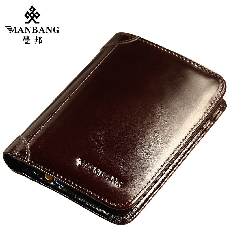 Classic Style Wallet Genuine Leather Men Wallets Short Male Purse