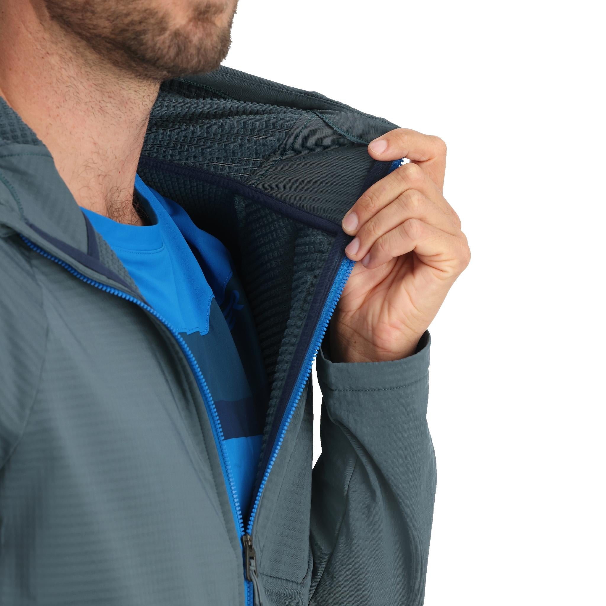 Mens Gridweb Hoodie - Slate Blue