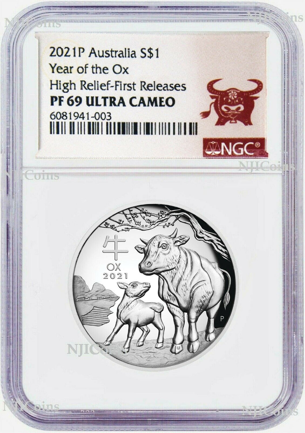 21 Australia Lunar Year Of The Ox High Relief 1oz Silver Coin Ngc Pf Njicoins
