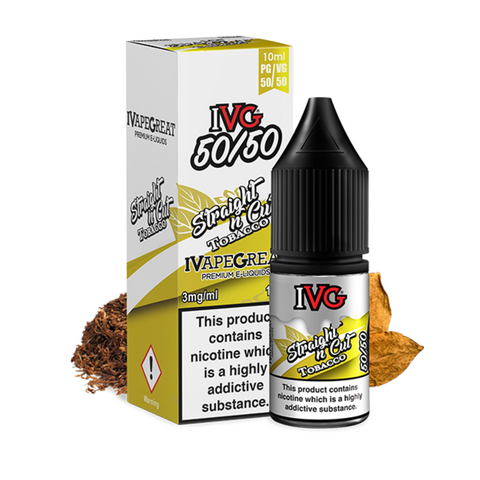 IVG 5050 STRAIGHT N CUT TOBACCO ELIQUID 10ML BOTTLE 50/50 PG/VG