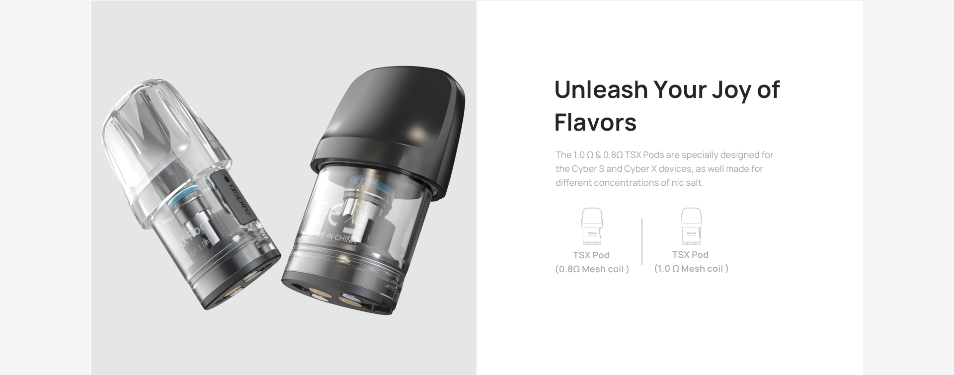 Aspire Cyber S pods 'unleash your joy of flavour'