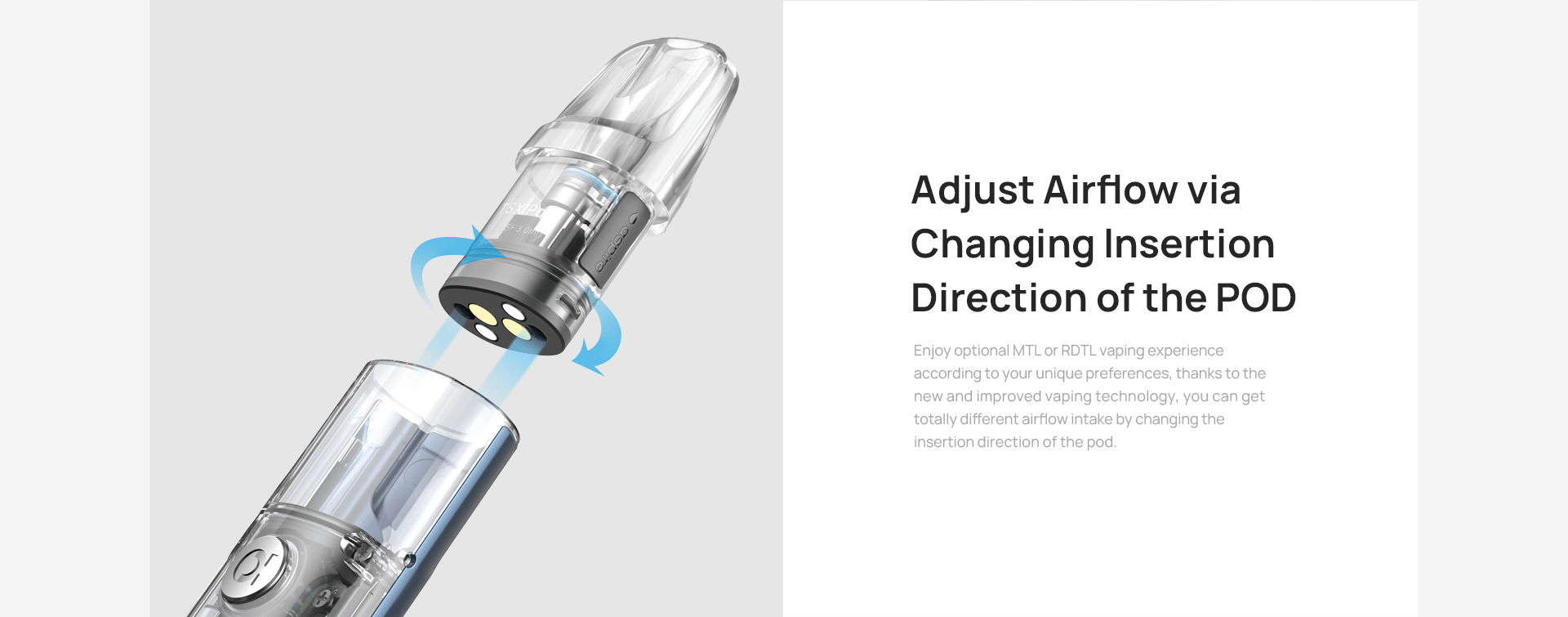 Aspire Cyber S | 'adjust airflow via changing insertion direction of the POD'