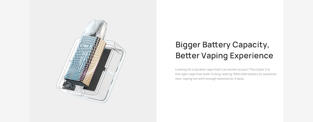 Aspire Cyber X 1000mah Battery | 'Bigger Battery Capacity, Better Vaping Experience'