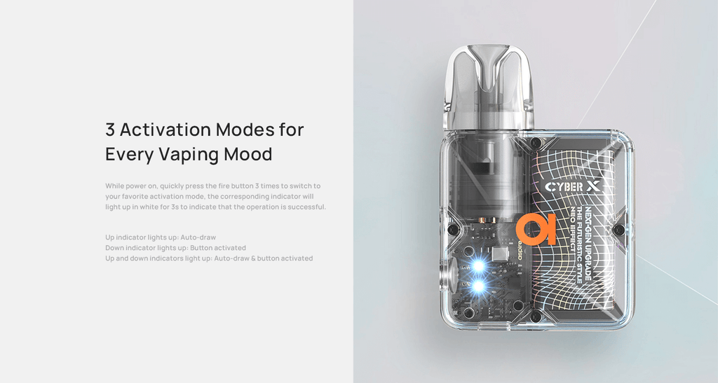 Aspire Cyber X | '3 activation modes for every vaping mood'