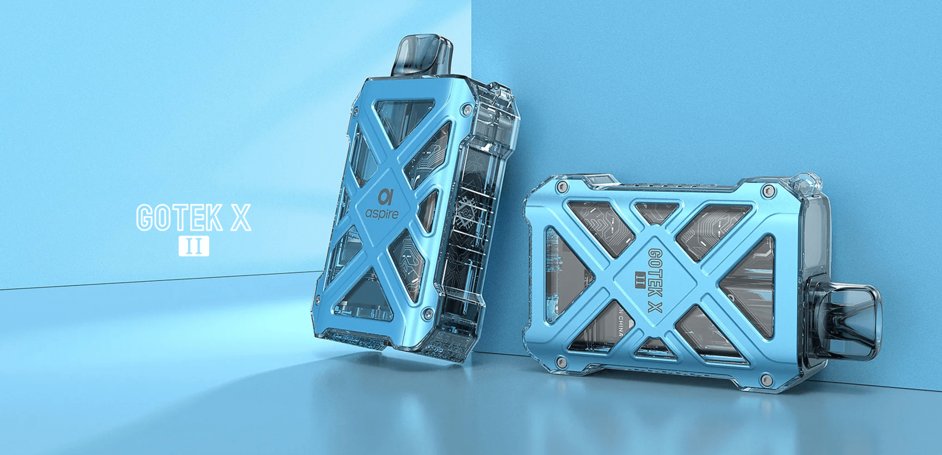 Aspire Gotek X 2 | Two Pastel Blue devices on blue background
