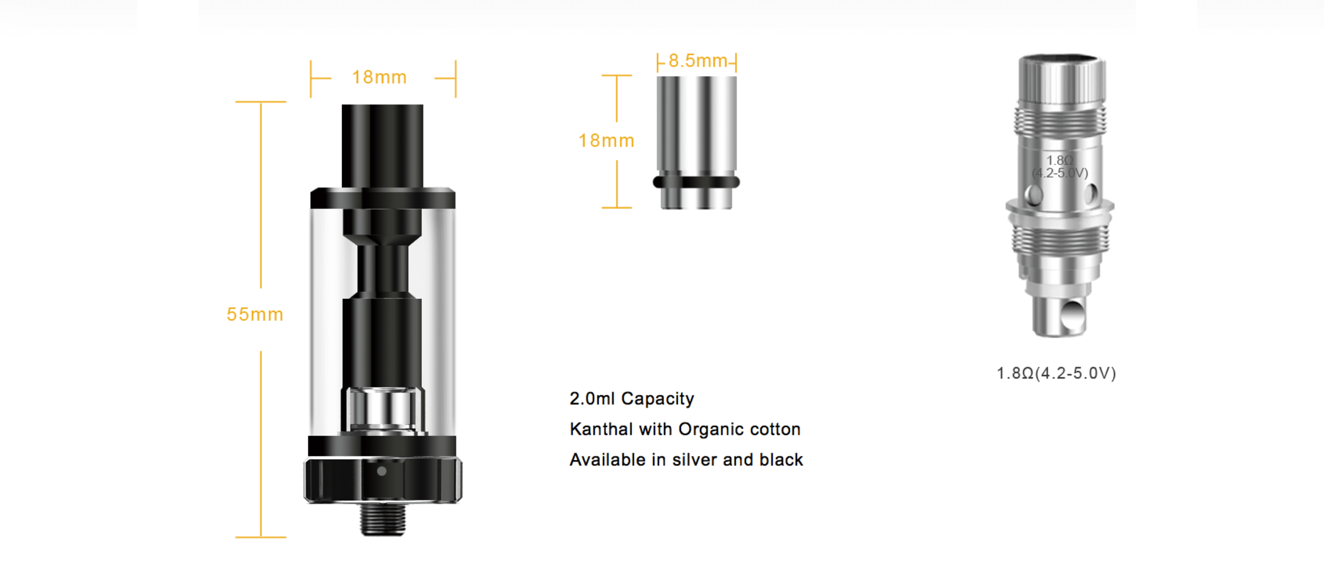 Aspire k3 Tank expanded view of components