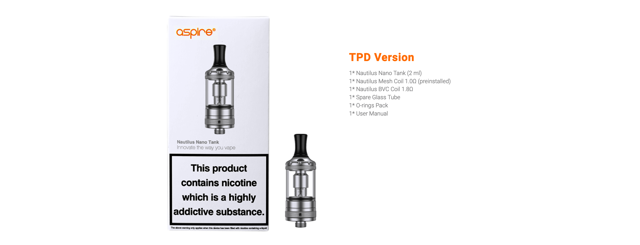 Aspire Nautilus Nano | Packaging Contents | TPD Version