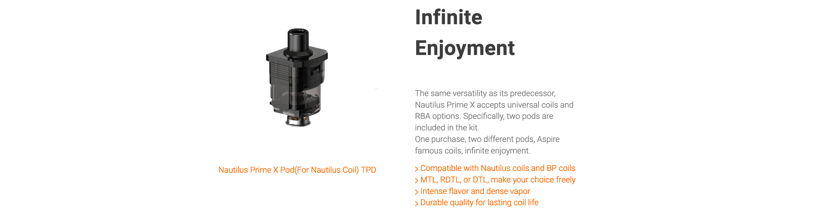 Nautilus Prime X Pod Options