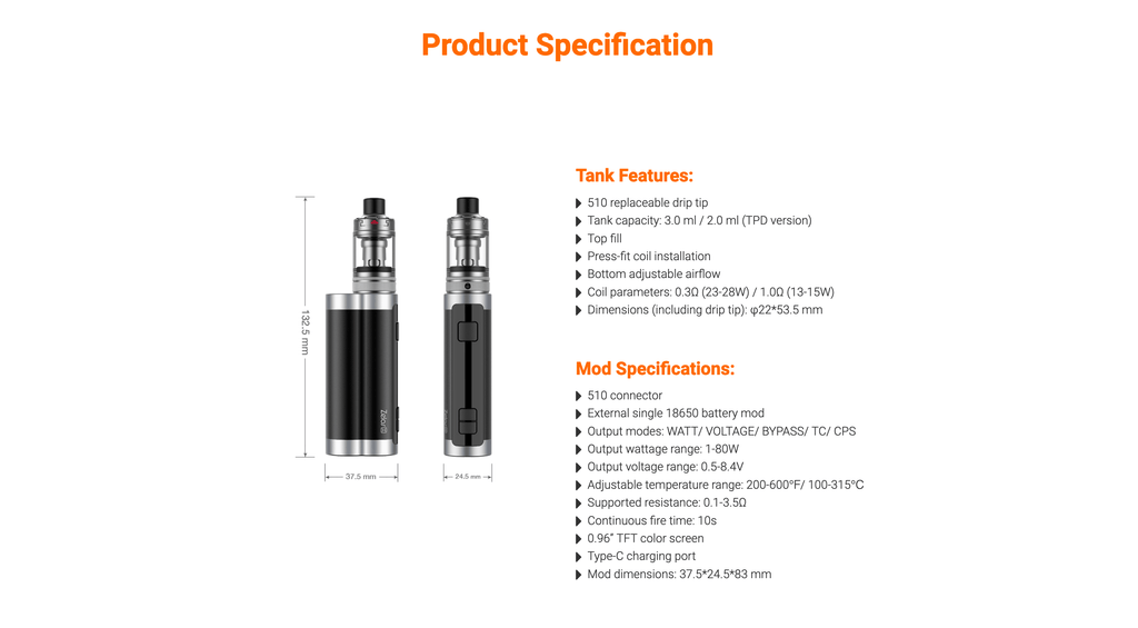 Aspire Zelos X Specification