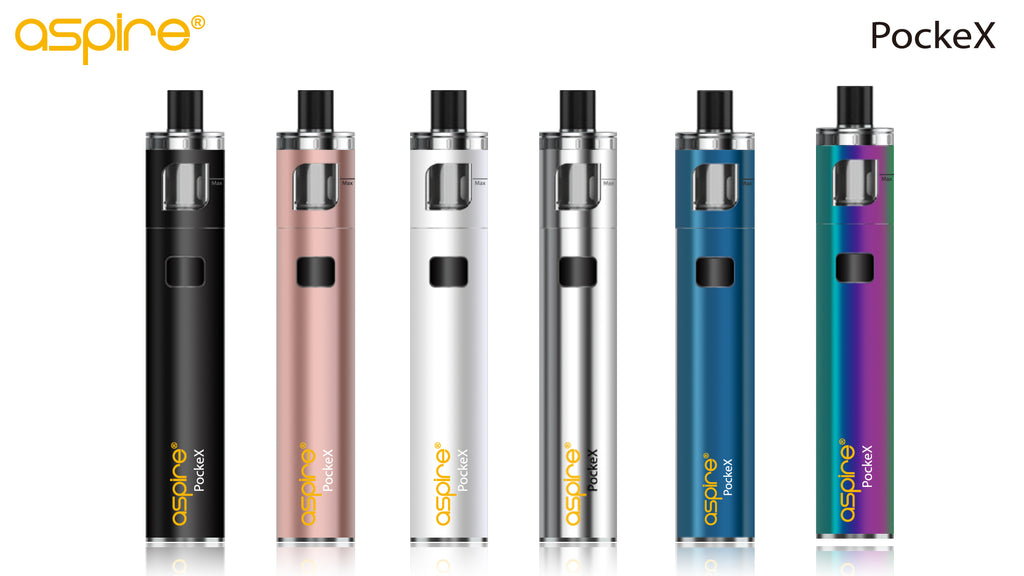 Aspire Pockex | Colour options | Black, Rose Gold, White, Stainless Steel, Blue, Rainbow