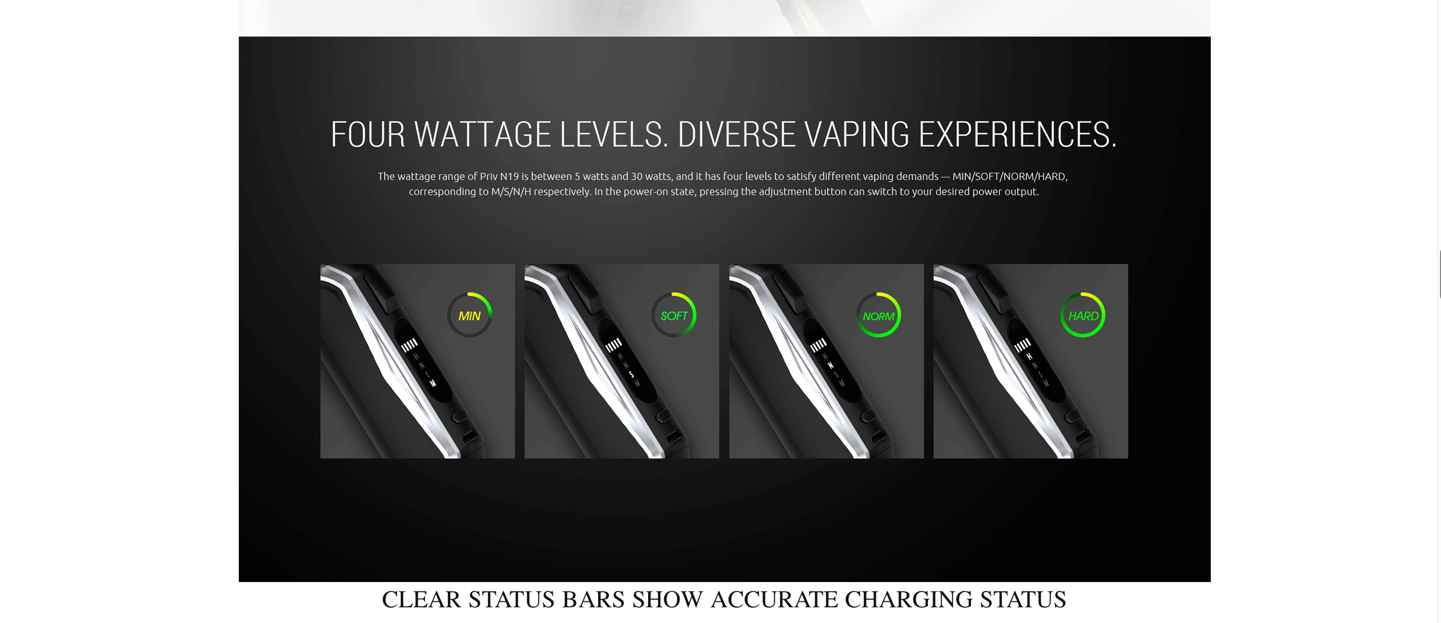 Smok Priv N19 | Four wattage levels for diverse vaping experience